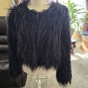 Elegant Black Faux Fur Teddy Jacket